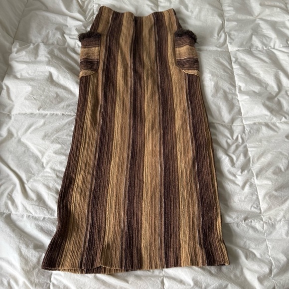 🤎 Y2K Groovy Bratz Vibes Wool Blend Stretchy Maxi Skirt - Picture 10 of 10